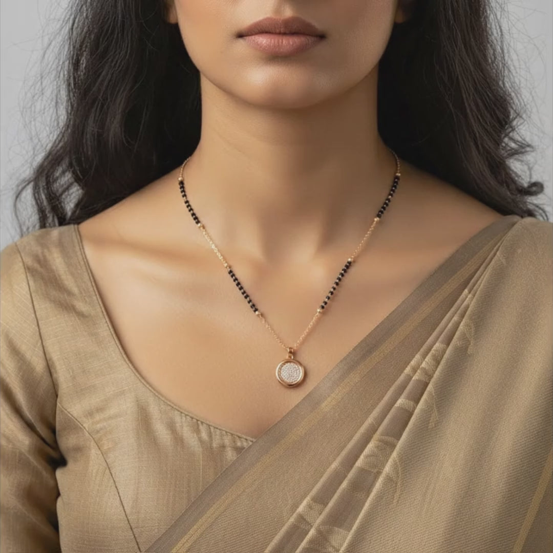 Classic Halo Disc Mangalsutra Necklace