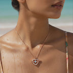 Rose Gold Angel Wings Heart Crystal Pendant Necklace
