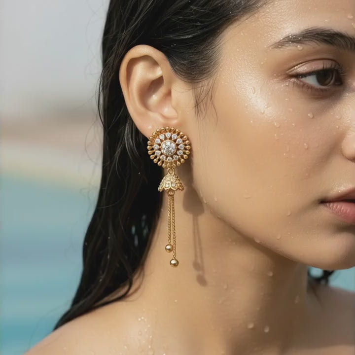 Radiant Halo Tassel Drop Earrings