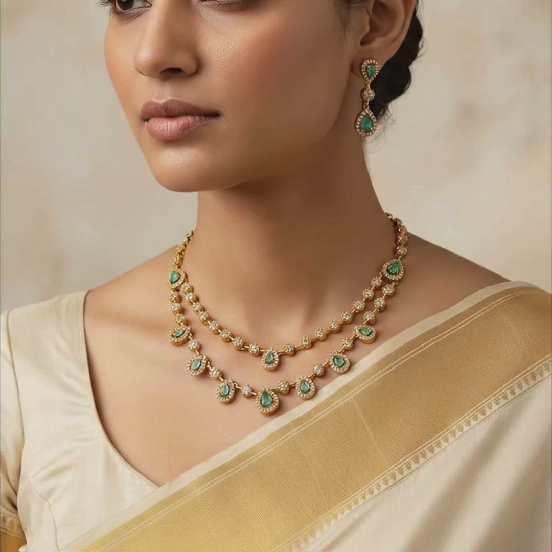 Double Layer Teardrop Necklace Set
