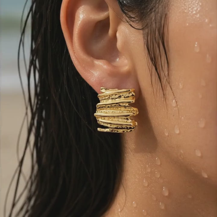 Textured Molten Wave Earrings