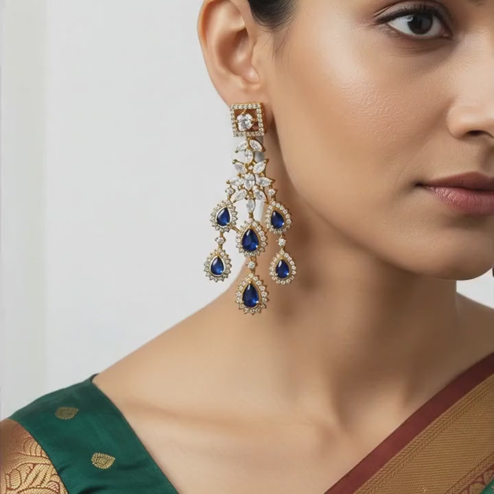 Royal Sapphire Drop Chandelier Earrings
