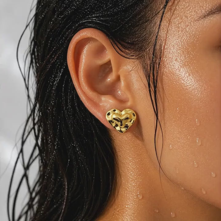 Hammered Molten Heart Earrings
