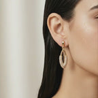 Pavé Oval Drop Loop Earrings