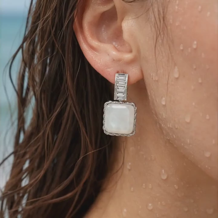 Mother-of-Pearl Square Drop Earrings