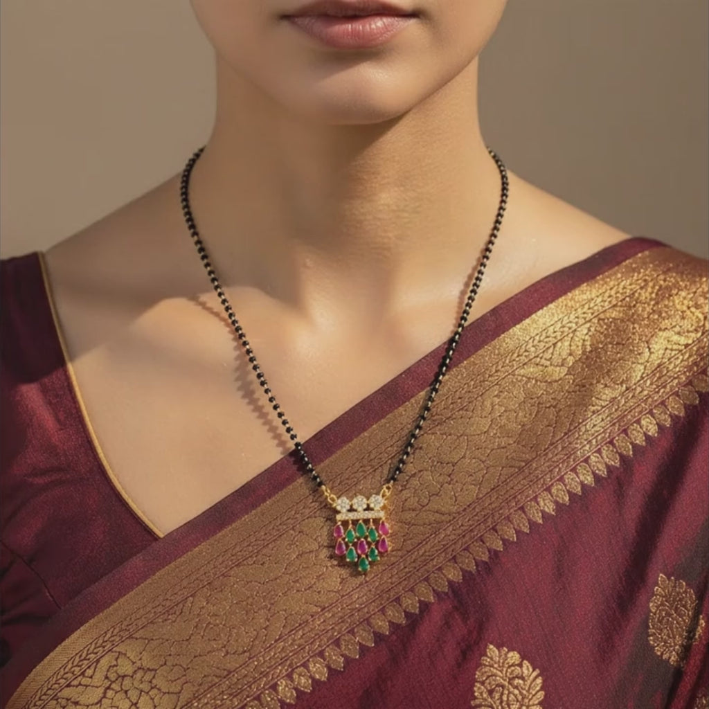 Floral Lattice Multicolor Mangalsutra Necklace