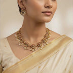 Floral Kundan Pearl Drop Necklace Set