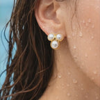 Gold Triple Pearl Cluster Studs