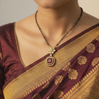 Floral Ruby Halo Mangalsutra Necklace