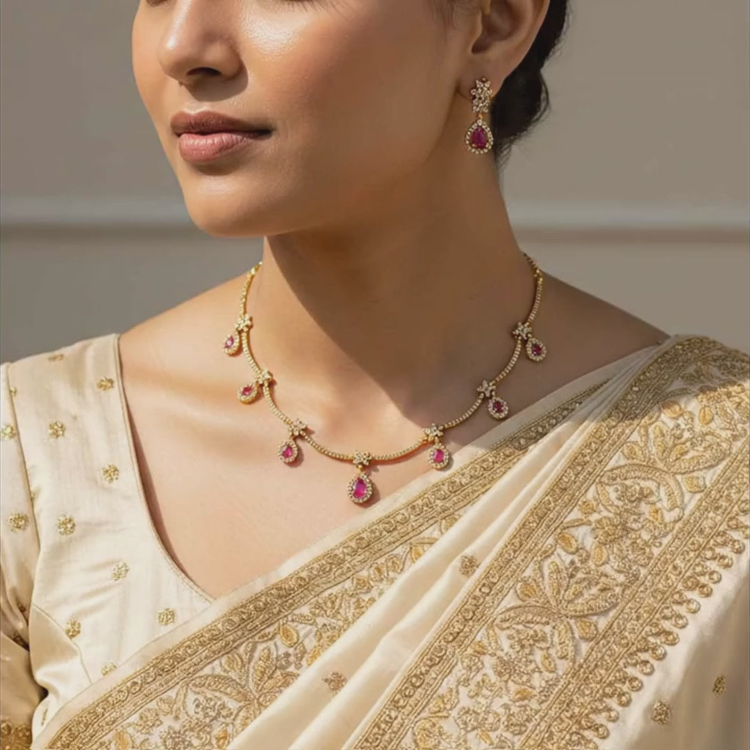 Delicate Ruby Necklace Set