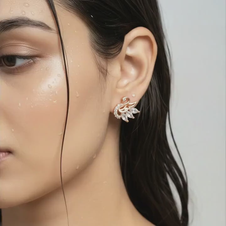 Swan Motif Elegance Stud Earrings