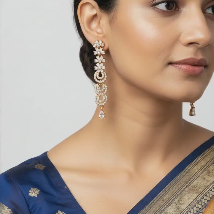 Rose Gold Cascading Linear Earrings