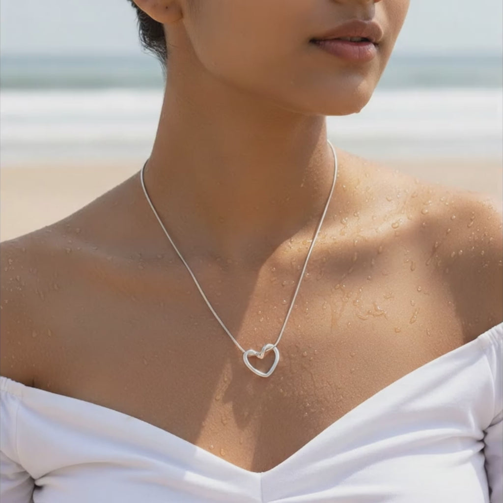 Minimal Open Heart Silver Necklace