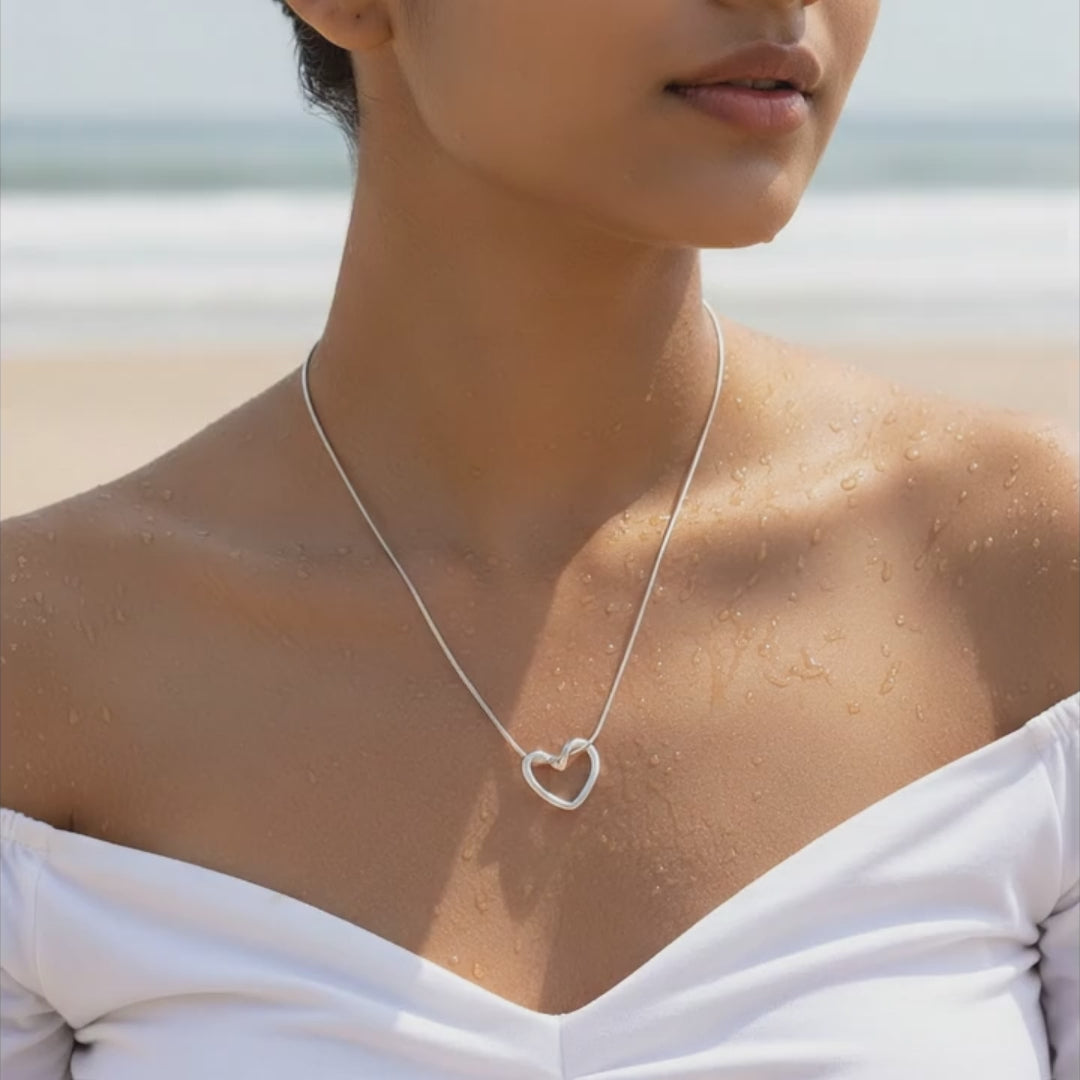 Minimal Open Heart Silver Necklace