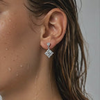 Diamond Cluster Drop Earrings