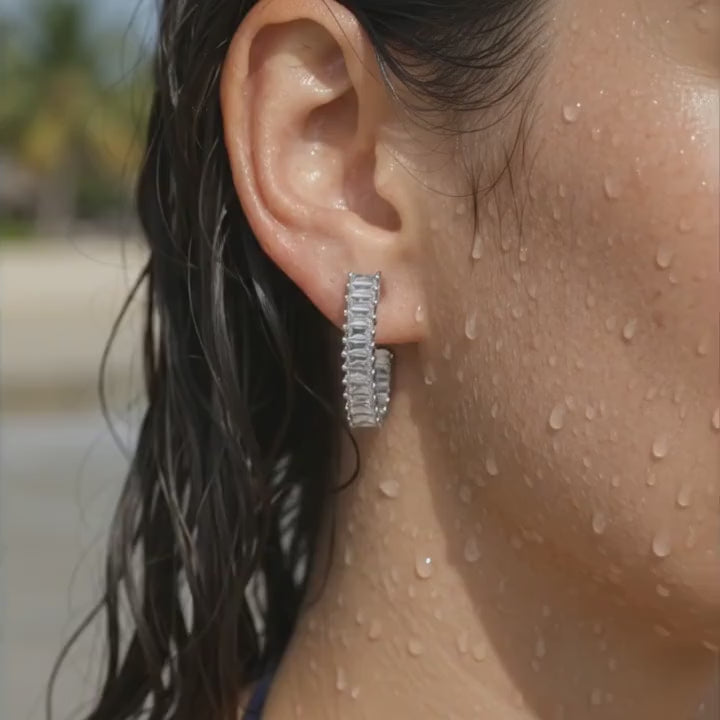 Crystal Baguette Curve Earrings