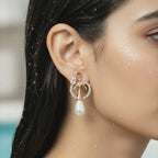 Pearl Drop Bow Halo Earrings