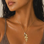 Golden Rose Vine Pendant Necklace