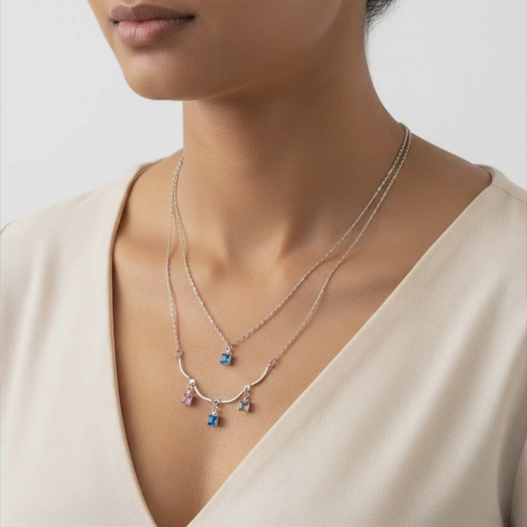 Pastel Crystal Layered Necklace