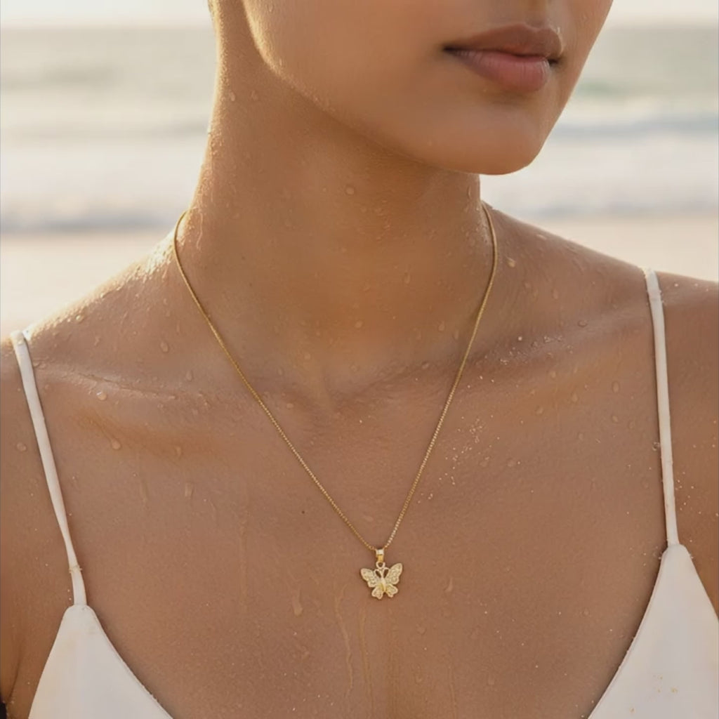 Gold Crystal Dragonfly Necklace