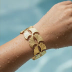 Ginkgo Leaf Sculpted Cuff Bracelet