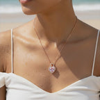 Rose Gold Heart Lock Crystal Pendant Necklace
