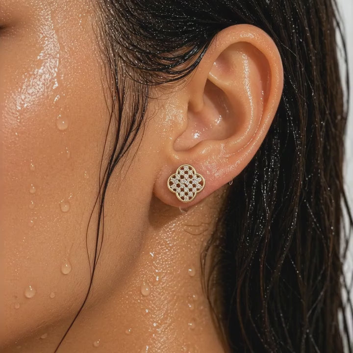 Ornate Lattice Clover Earrings