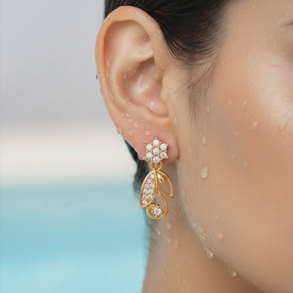 Floral Leaf Drop Earrings