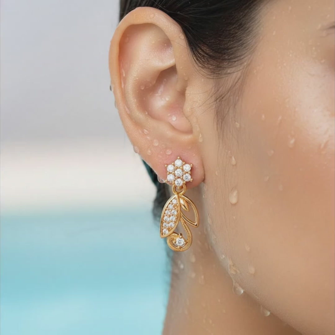 Floral Leaf Drop Earrings