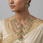 Royal Kundan Mint Cascade Haar Set