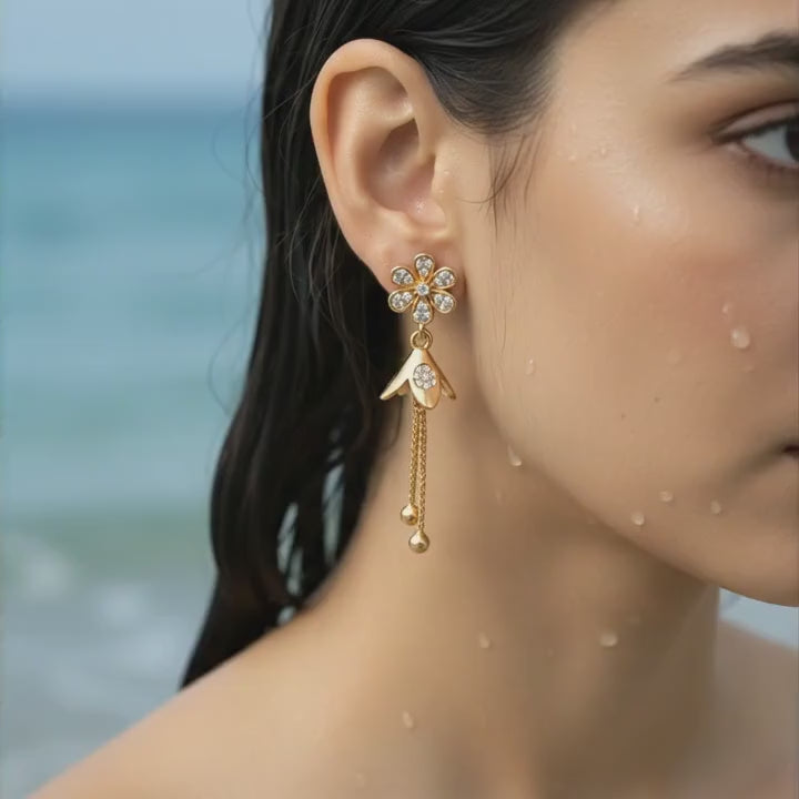 Floral Bloom Tassel Drop Earrings