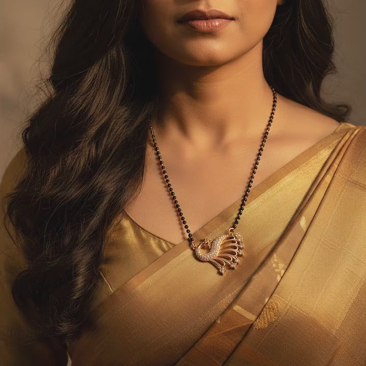 Rose Gold Exquisite Peacock Open Tail Mangalsutra