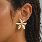 Sculptural Tropical Leaf Bloom Studs Earrings