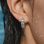 Pearl Line Hoop Earrings