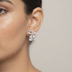 Floral Crystal Drop Stud Earrings