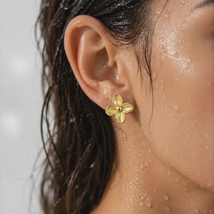 Sculptural Four-Petal Bloom Earrings