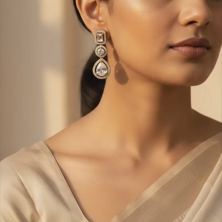Classic Crystal Trio Drop Earrings