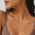Floral & Geometric Dual-Layer Necklace