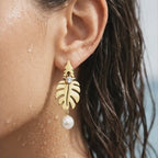 Monstera Pearl Earrings