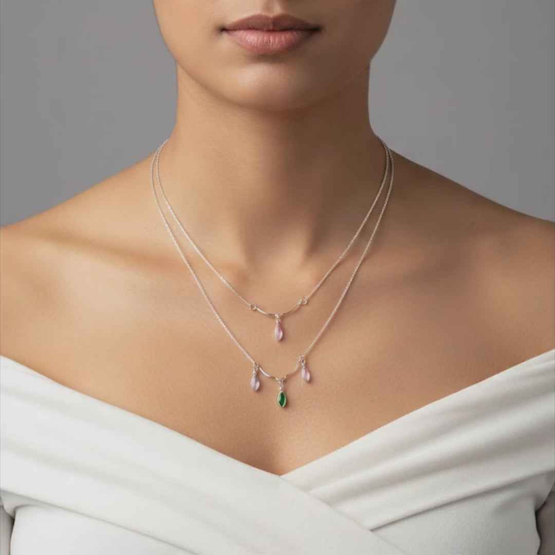 Pastel Leaf Layered Necklace