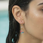 Pastel Petal Charm Drop Earrings