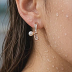 Crystal Ribbon Pearl Earrings
