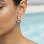 Rose Gold Double Heart Stud Earrings