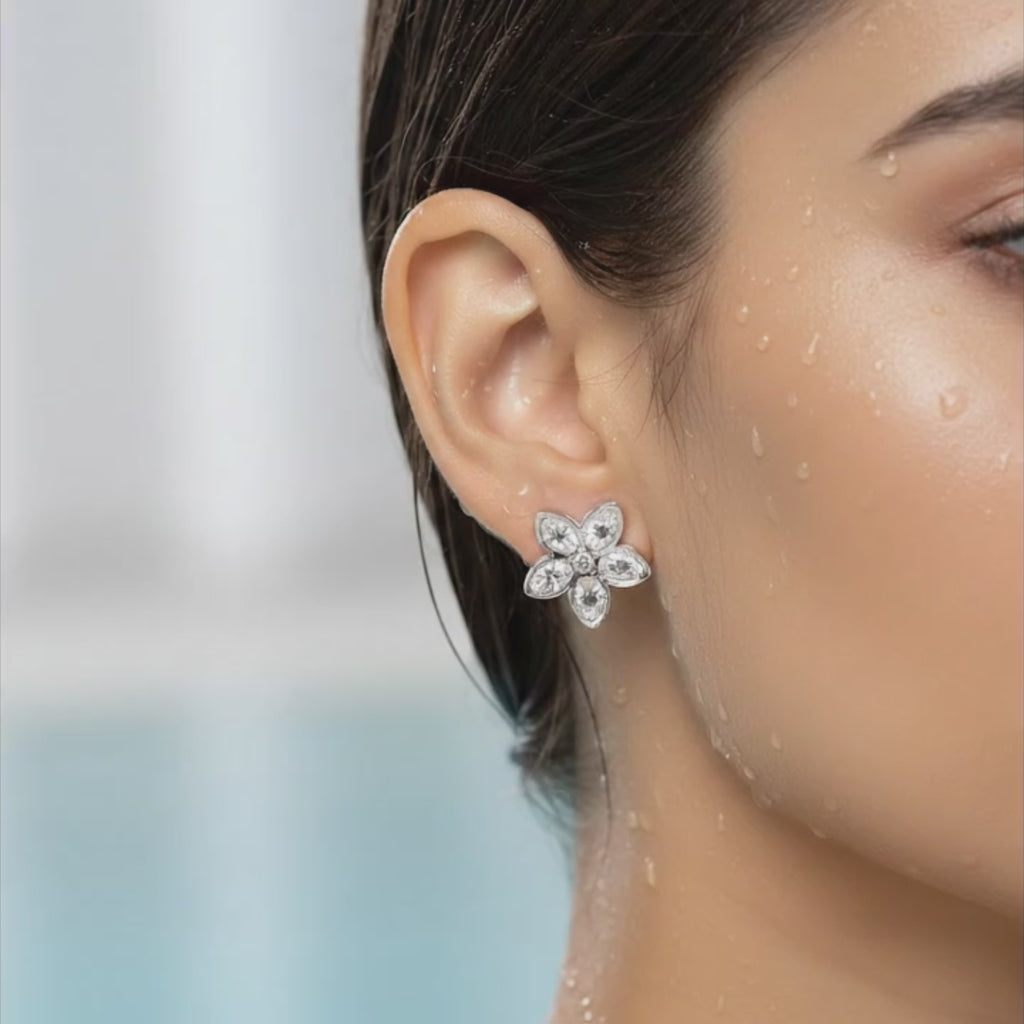 Crystal Petal Bloom Stud Earrings