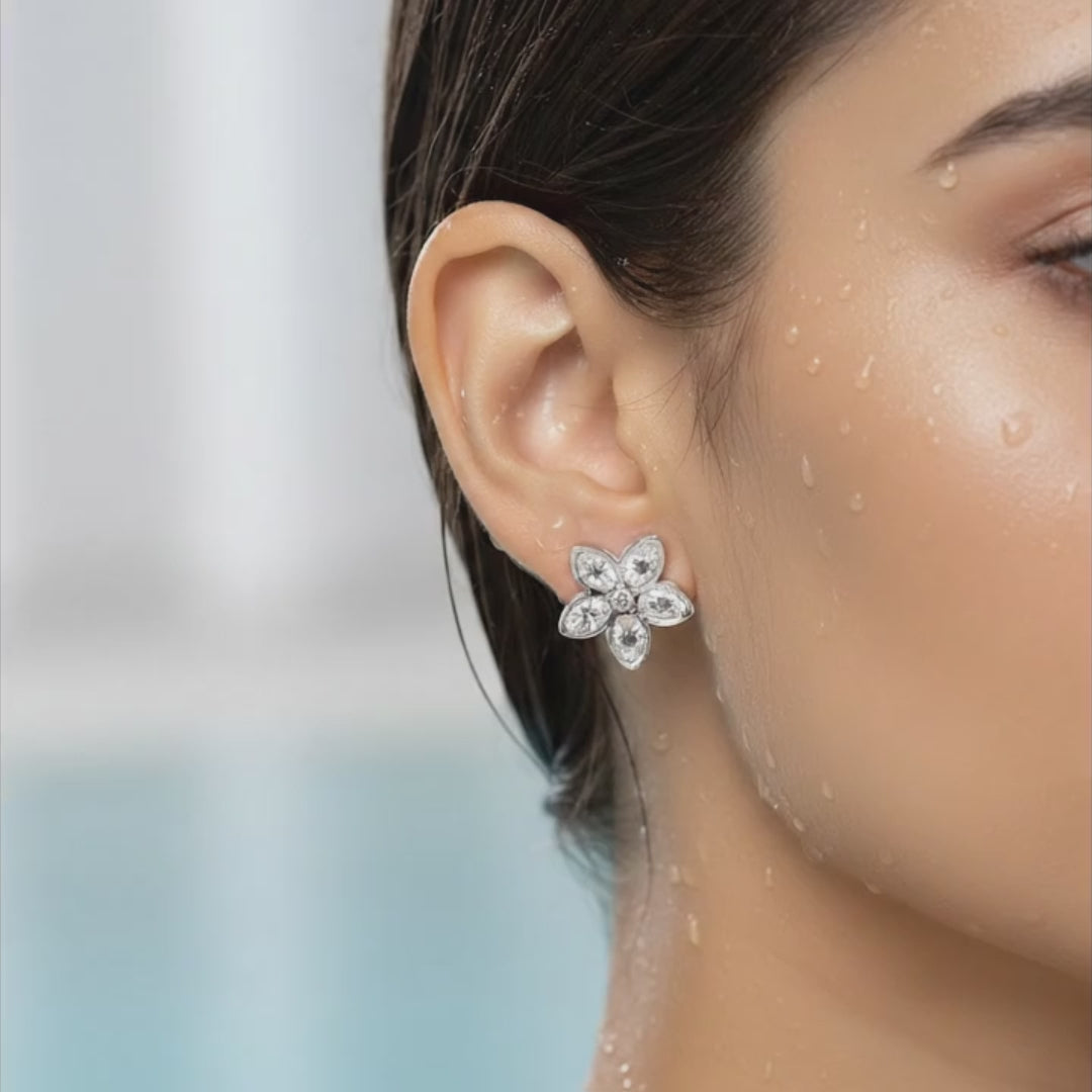 Crystal Petal Bloom Stud Earrings