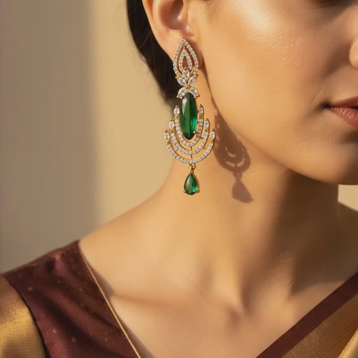 Emerald Cascade Luxe Statement Earrings