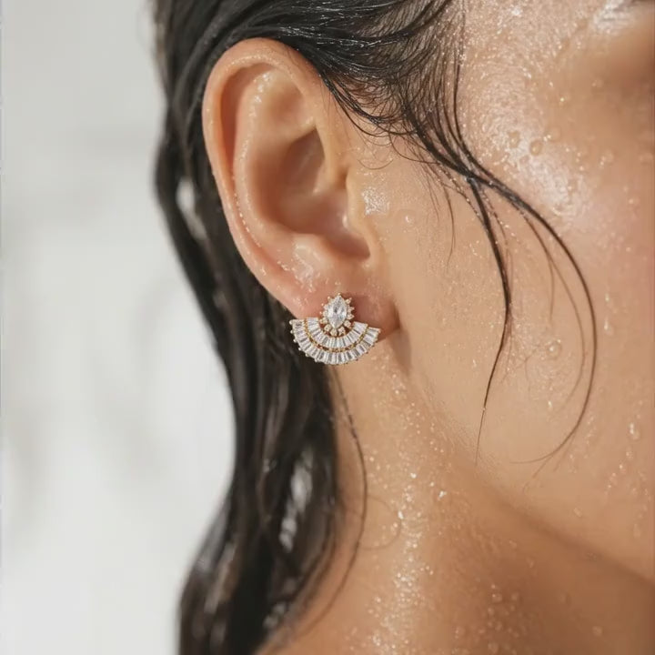 Dazzling Fan-Shaped Earrings
