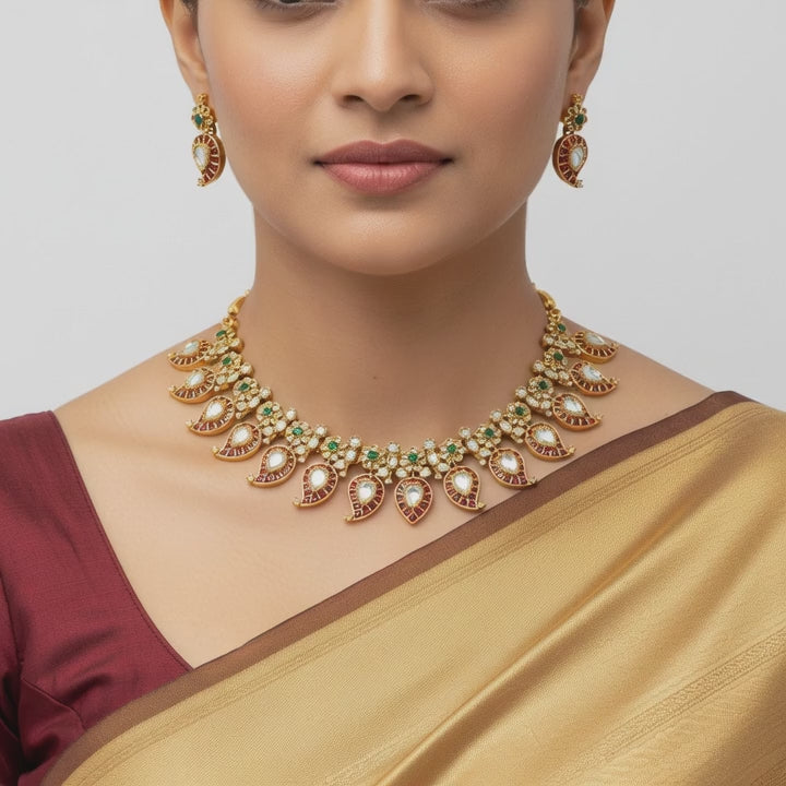 Paisley Kundan Statement Choker Set