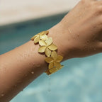 Golden Petal Wrap Statement Bracelet