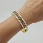 Dual Tone Crystal Link Bracelet